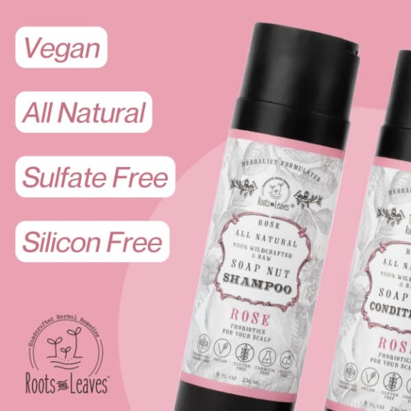 All Natural Soap-nut Shampoo and Conditioner Set - ROSE- wild fermented probiotics for your scalp