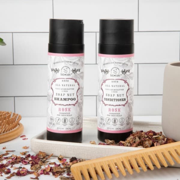 8All Natural Soap-nut Shampoo and Conditioner Set - ROSE- wild fermented probiotics for your scalp