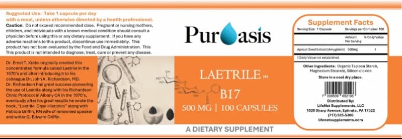 PurOasis Laetrile B17 Capsules 500mg - 2