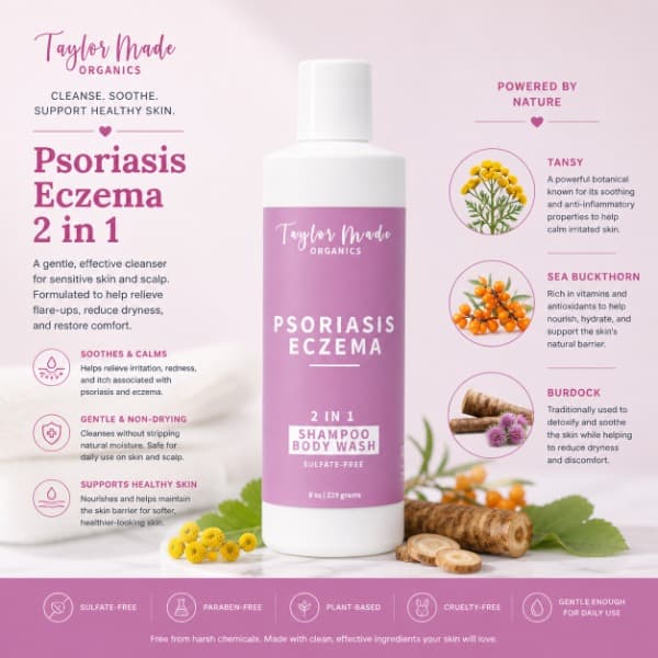 Psoriasis Eczema Body Wash & Shampoo Key Benefits | Taylor Made Organics