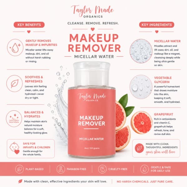 Makeup Remover with Micellar Water | Taylor Made Organics