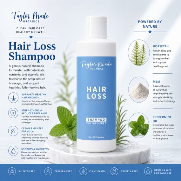 Hair Loss Shampoo Key Ingredients | Taylor Made Organics