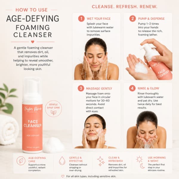 Age Defying Face Cleanser | How to use - Taylor Made Organics