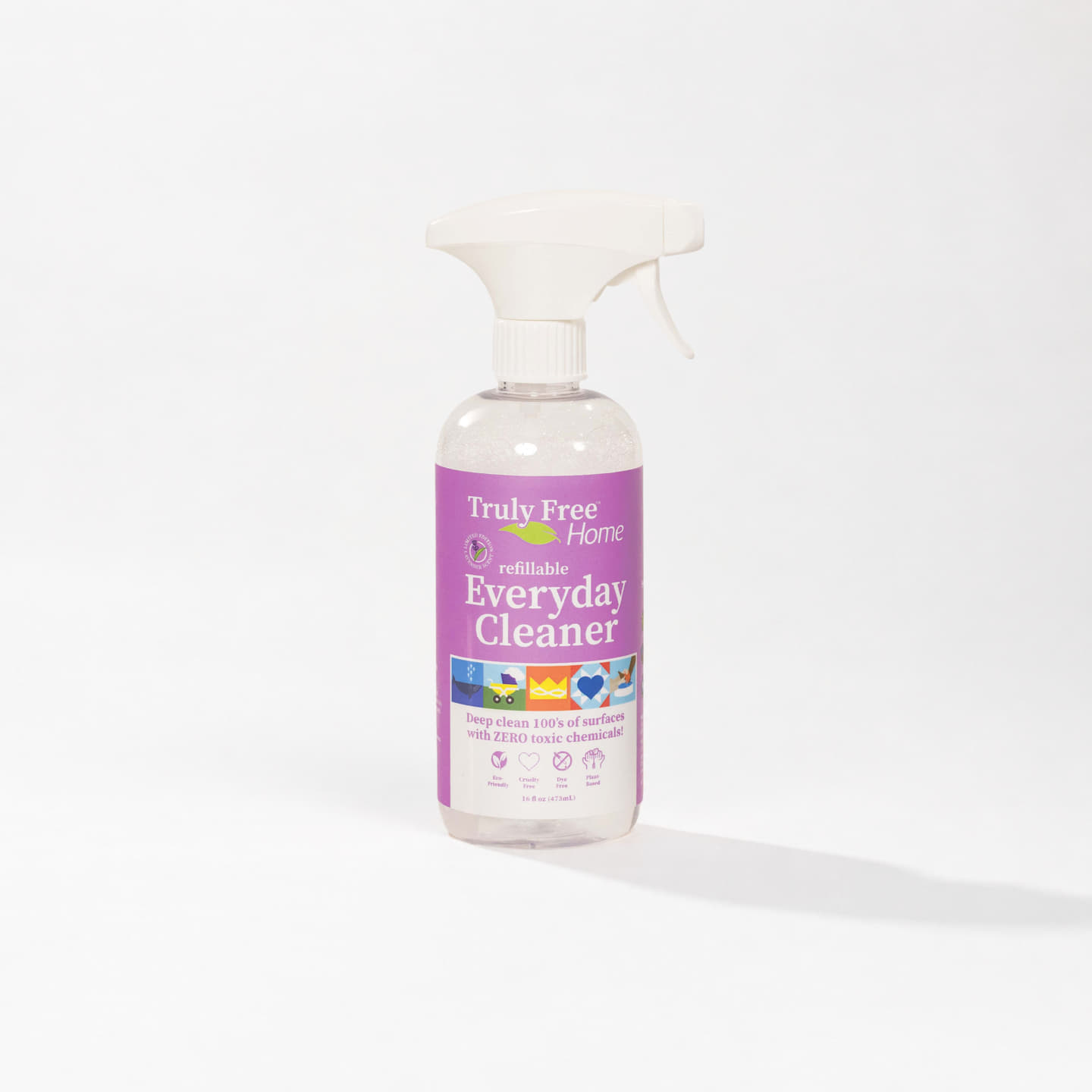 Truly Free Non-Toxic Everyday Cleaner Lavender Bottle Only  - Multipurpose Cleaner Spray, Kitchen Counter Cleaner, Natural Cleaning Products, Multi-Surface Solution - 1Bottle