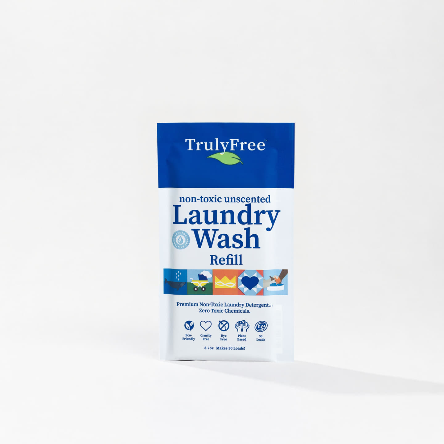 Truly Free - Non-Toxic Natural Laundry Wash - Unscented  (1 pack- Refill Pouch)