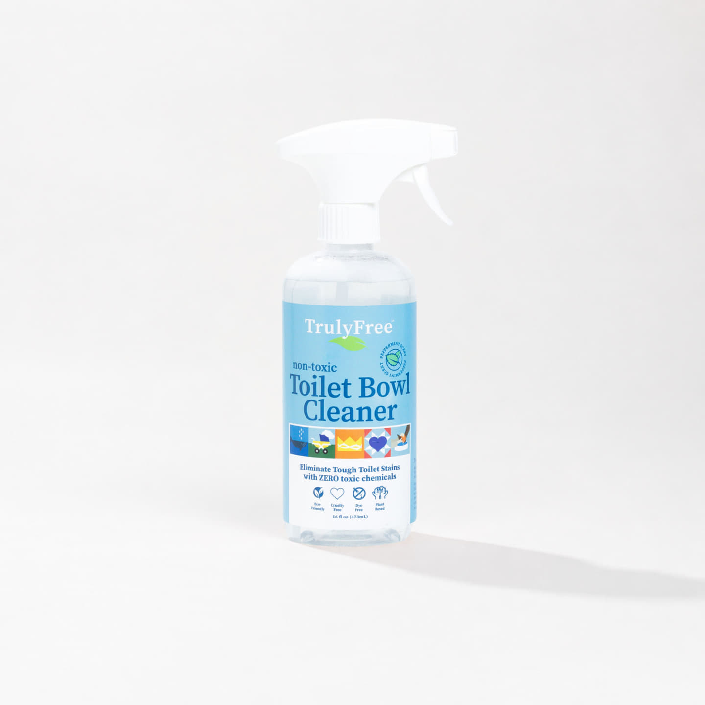 Truly Free Home's Refillable Toilet Bowl Cleaner - Peppermint(Empty Bottle 16oz)
