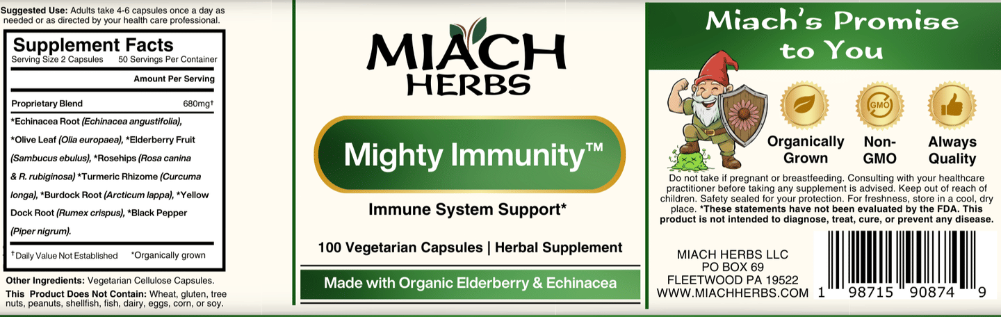 3 Pack: Mighty Immunity Organic Herbal Immune Support Capsules – Take When You Need It (8 Whole Herbs)