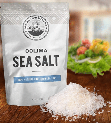 AVA JANE'S KITCHEN - Colima Sea Salt Unrefined Hand Harvested - 100% all Natural Organic Sea Salt, Gourmet Grade, Coarse Grain, Non GMO's Kosher Salt, 8oz