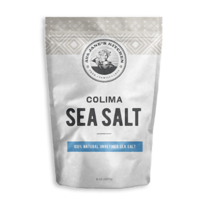 AVA JANE'S KITCHEN - Colima Sea Salt Unrefined Hand Harvested - 100% all Natural Organic Sea Salt, Gourmet Grade, Coarse Grain, Non GMO's Kosher Salt, 8oz