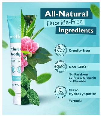 Wellnesse Whitening Hydroxyapatite Toothpaste with Xylitol - 5 Tubes- Remineralizing and Sensitivity Relief - Fluoride Free Toothpaste w/Natural Ingredients - Remineralization Natural Toothpaste