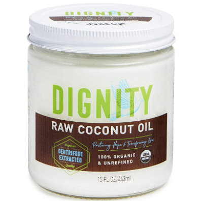 Dignity Coconuts Raw Coconut Oil - 100% Organic Unrefined Coconut Oil - 15 fl oz Glass Jar - Centrifuge Extracted 15 Fl Oz (Pack of 1)