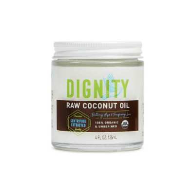 Dignity Coconuts Raw Coconut Oil - 100% Organic Unrefined Coconut Oil - 4 fl oz Glass Jar - Centrifuge Extracted 4 Fl Oz (Pack of 1)