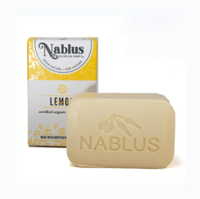 Nablus 100% Certified Organic Virgin Olive Oil & Lemon Soap Whole Body & Hair 3.5 oz. (1 Bar) -Natural and Organic Cosmetic certified-Halal Certified Not Tested on Animals- Totally Vegan For Men and Women