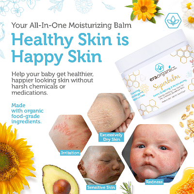 Era Organics Healing Ointment for Babies - USDA Certified Organic Natural Gentle Moisturizer for Sensitive Skin Prone To Baby Eczema, Cradle Cap (Infant Seborrheic Dermatitis), Rashes & Hives (4 oz.) Super Balm 4 Ounce (Pack of 1)