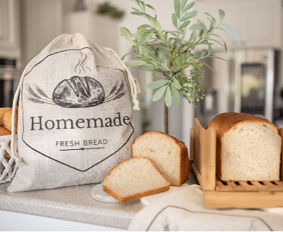 Bread Bags for Homemade Bread | 2 Pack XL Organic Linen Sourdough Bread Bags | Reusable Bread Bags | Homemade Bread Storage | Linen Bread Bag | Bread Storage For Homemade Bread