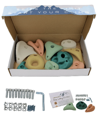Everett & Avery Co. Premium Rock Climbing Holds - Rock Climbing Wall for Kids Inside - Rock Wall Climbing Holds Kids-Indoor Rock Climbing Wall for Kids Earth Tones white