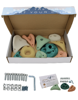 Everett & Avery Co. Premium Rock Climbing Holds - Rock Climbing Wall for Kids Inside - Rock Wall Climbing Holds Kids - Indoor Rock Climbing Wall for Kids Earth Tones