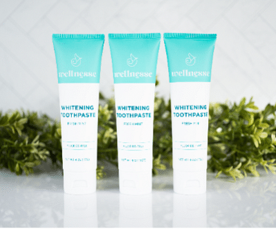 Wellnesse Whitening Toothpaste - Teeth Whitening Fluoride Free Natural Toothpaste - Fresh Mint - 3 Tubes, 4 oz - Made with Hydroxyapatite Powder, Green Tea Powder, and Aloe Vera 4 Ounce (Pack of 3) Whitening