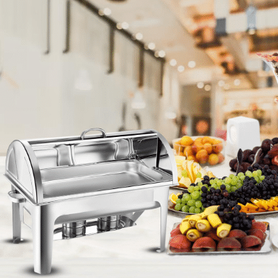 SOGA 4X 9L Stainless Steel Full Size Roll Top Chafing Dish Food Warmer