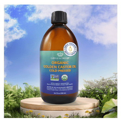 QUEEN OF THE THRONES Organic Golden Castor Oil - 16.9oz | 100% Pure & COLD PRESSED for Hair, Skin & Nails | Hexane Free | USDA Certified