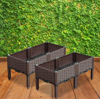 SOGA 2X 80cm Raised Planter Box Vegetable Herb Flower Outdoor Plastic Plants Garden Bed with Legs