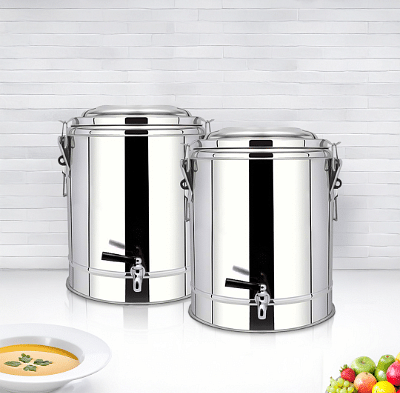 SOGA 2X 12L Stainless Steel Insulated Stock Pot Dispenser Hot & Cold Beverage Container With Tap