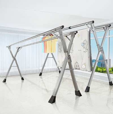 SOGA 2X 2.0m Portable Standing Clothes Drying Rack Foldable Space-Saving Laundry Holder 3 Poles