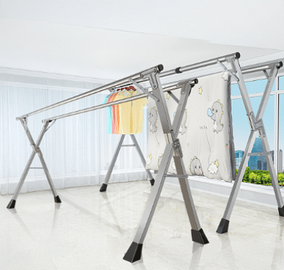 2X 2.4m Portable Standing Clothes Drying Rack Foldable Space-Saving Laundry Holder with Wheels