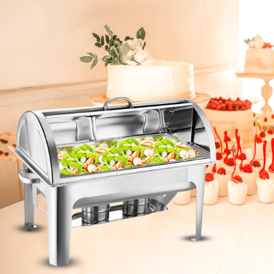 SOGA 4X 9L Stainless Steel Full Size Roll Top Chafing Dish Food Warmer