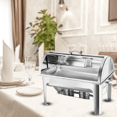 SOGA 4X 9L Stainless Steel Full Size Roll Top Chafing Dish Food Warmer