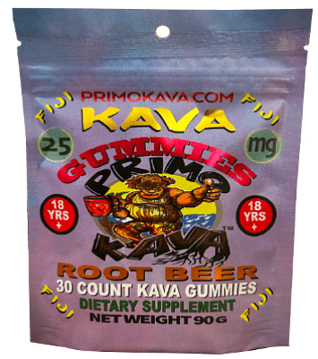 Kava Kava Gummies 25mg –  Strong Noble Kava with 25mg Kavalactones for Calm & Relaxation – Fast-Acting Fiji Kava Root Extract – Root Beer Flavor – 15 Count