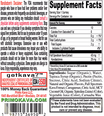 Kava Kava Gummies 25mg –  Strong Noble Kava with 25mg Kavalactones for Calm & Relaxation – Fast-Acting Fiji Kava Root Extract – Root Beer Flavor – 15 Count