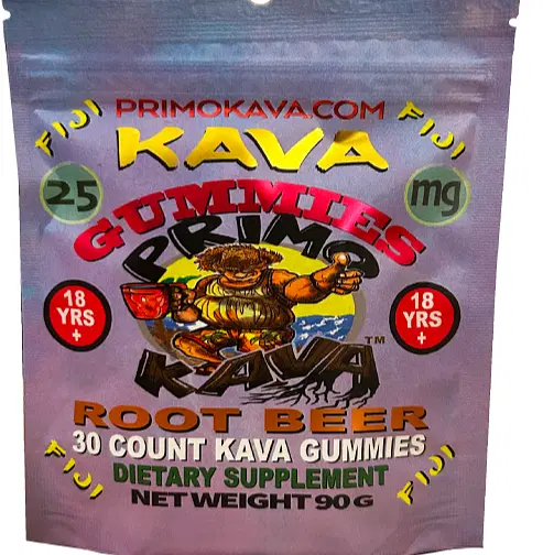 Kava Kava Gummies 25mg –  Strong Noble Kava with 25mg Kavalactones for Calm & Relaxation – Fast-Acting Fiji Kava Root Extract – Root Beer Flavor – 15 Count