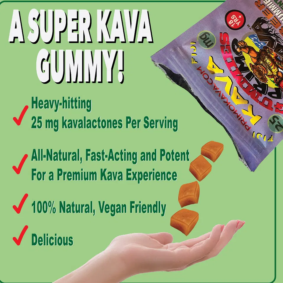 Kava Kava Gummies 25mg –  Strong Noble Kava with 25mg Kavalactones for Calm & Relaxation – Fast-Acting Fiji Kava Root Extract – Root Beer Flavor – 15 Count