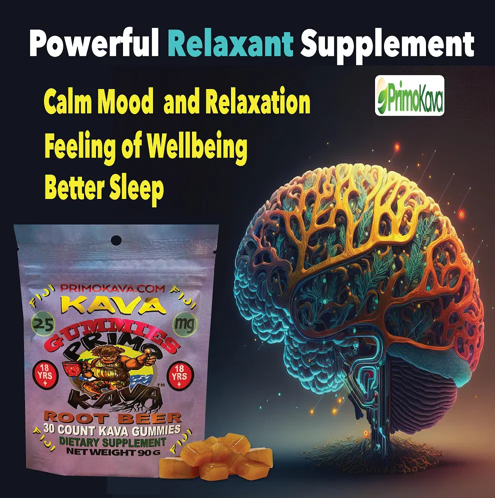 Kava Kava Gummies 25mg –  Strong Noble Kava with 25mg Kavalactones for Calm & Relaxation – Fast-Acting Fiji Kava Root Extract – Root Beer Flavor – 15 Count
