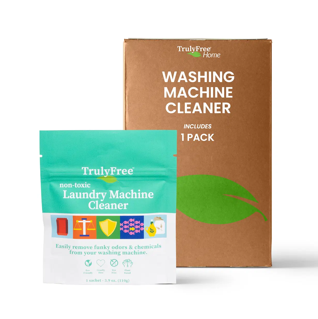 Truly Free Laundry Washing Machine Cleaner - Wash & Cleans Front Load & Top Load Washers -Tub Cleaner & Deodorizer (1-Use)