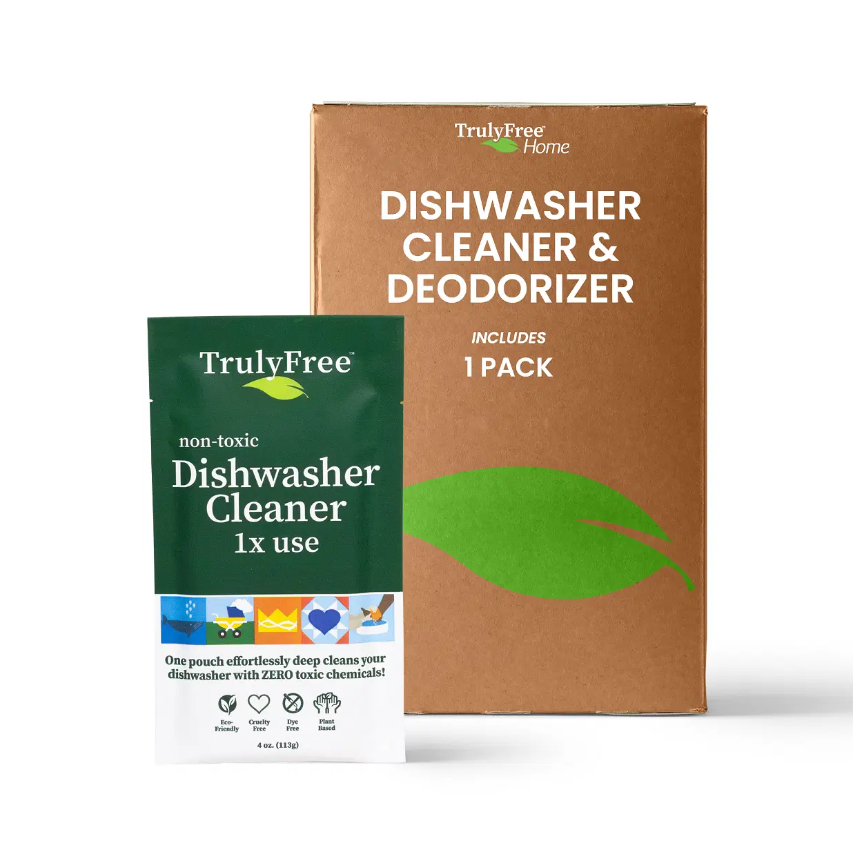 Truly Free Natural Dishwasher Cleaner - Dish Washer Machine Descaler, Fights Grease & Limescale, Hard Water Stain Remover, Smell Eliminator for Clean Dishwashers - Lemon Fresh Scent, 4 oz (Pack of 1)