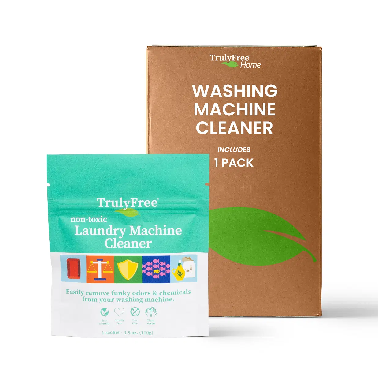 Truly Free Laundry Washing Machine Cleaner - Wash & Cleans Front Load & Top Load Washers -Tub Cleaner & Deodorizer (1-Use)