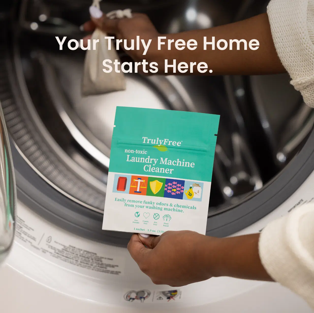Truly Free Laundry Washing Machine Cleaner - Wash & Cleans Front Load & Top Load Washers -Tub Cleaner & Deodorizer (1-Use)
