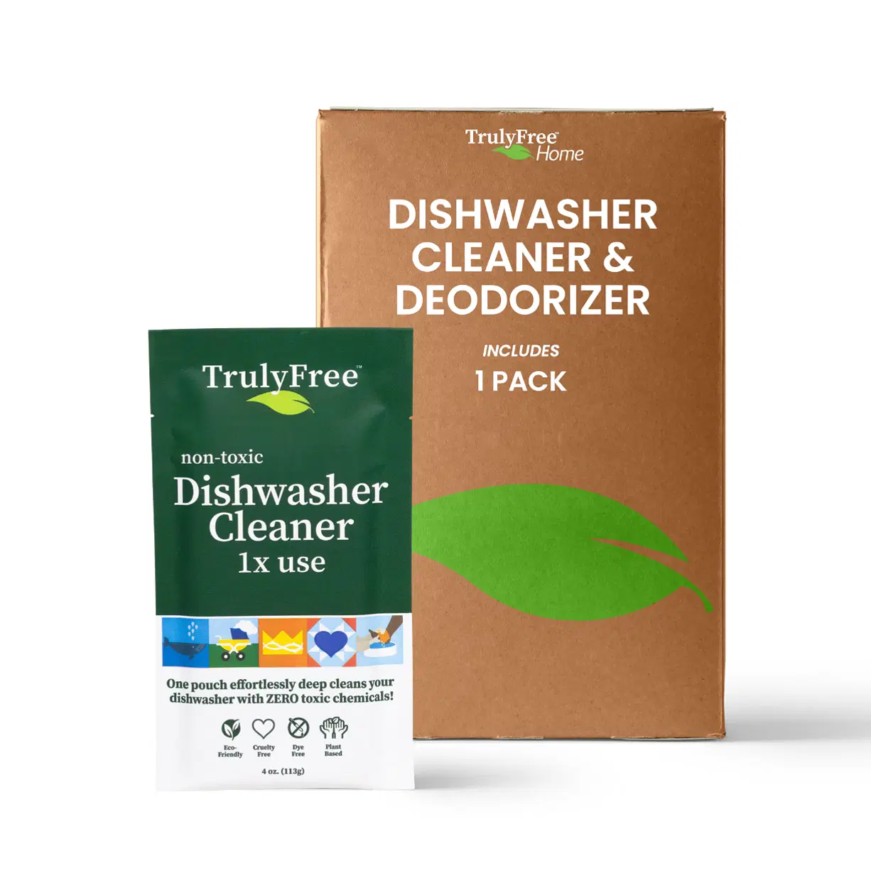 Truly Free Natural Dishwasher Cleaner - Dish Washer Machine Descaler, Fights Grease & Limescale, Hard Water Stain Remover, Smell Eliminator for Clean Dishwashers - Lemon Fresh Scent, 4 oz (Pack of 1)