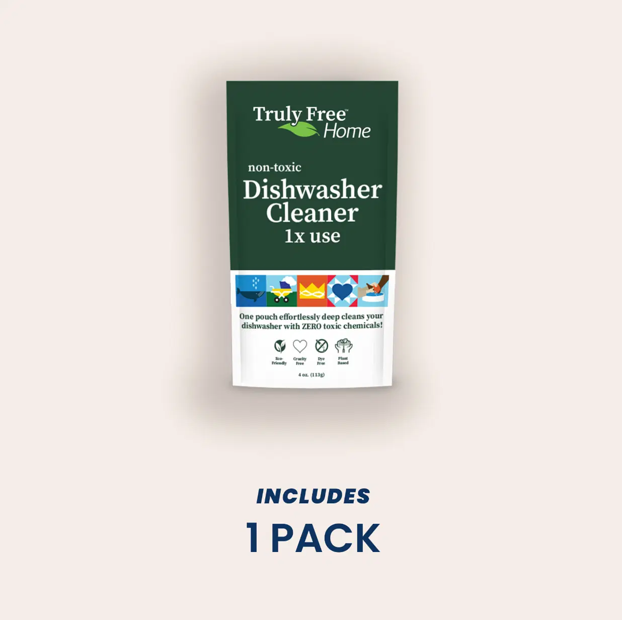 Truly Free Natural Dishwasher Cleaner - Dish Washer Machine Descaler, Fights Grease & Limescale, Hard Water Stain Remover, Smell Eliminator for Clean Dishwashers - Lemon Fresh Scent, 4 oz (Pack of 1)