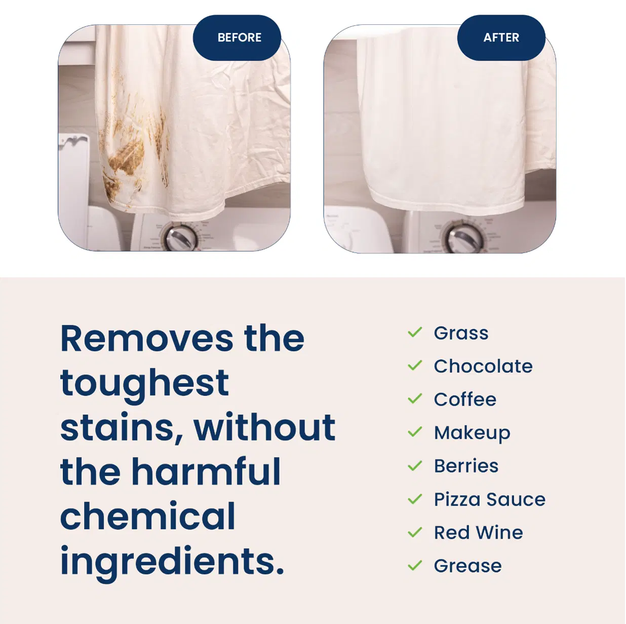 Truly Free Enzyme Laundry Stain Remover - Natural Laundry Detergent Booster for Blood, Grass, Pet Urine & Odor - Biological Washing Powder for Clothes, Couch Fabric (50 Scoops)