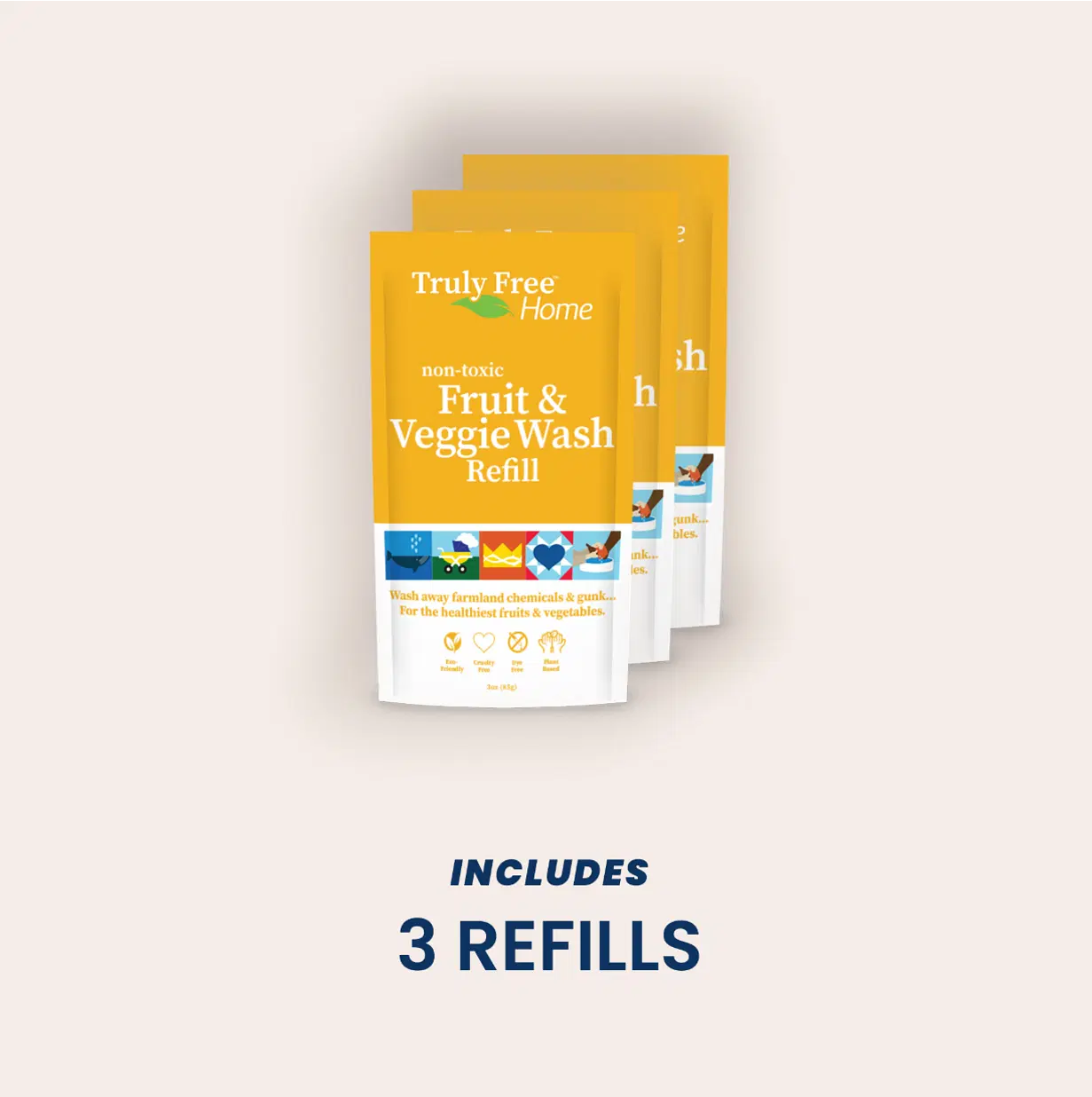 Truly Free Natural Fruit and Veggie Wash Kit - DIY Vegetable Washer & Fruit Cleanser - Pack of 3