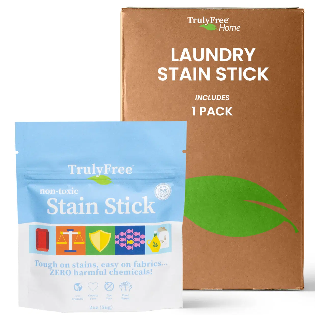 Truly Free Natural Stain Stick - Laundry Spot Remover for Clothes - Removes Food, Blood, Pet, Grass and More - Travel Size Stick - Made With Saponified Coconut and Olive Oils (56g)