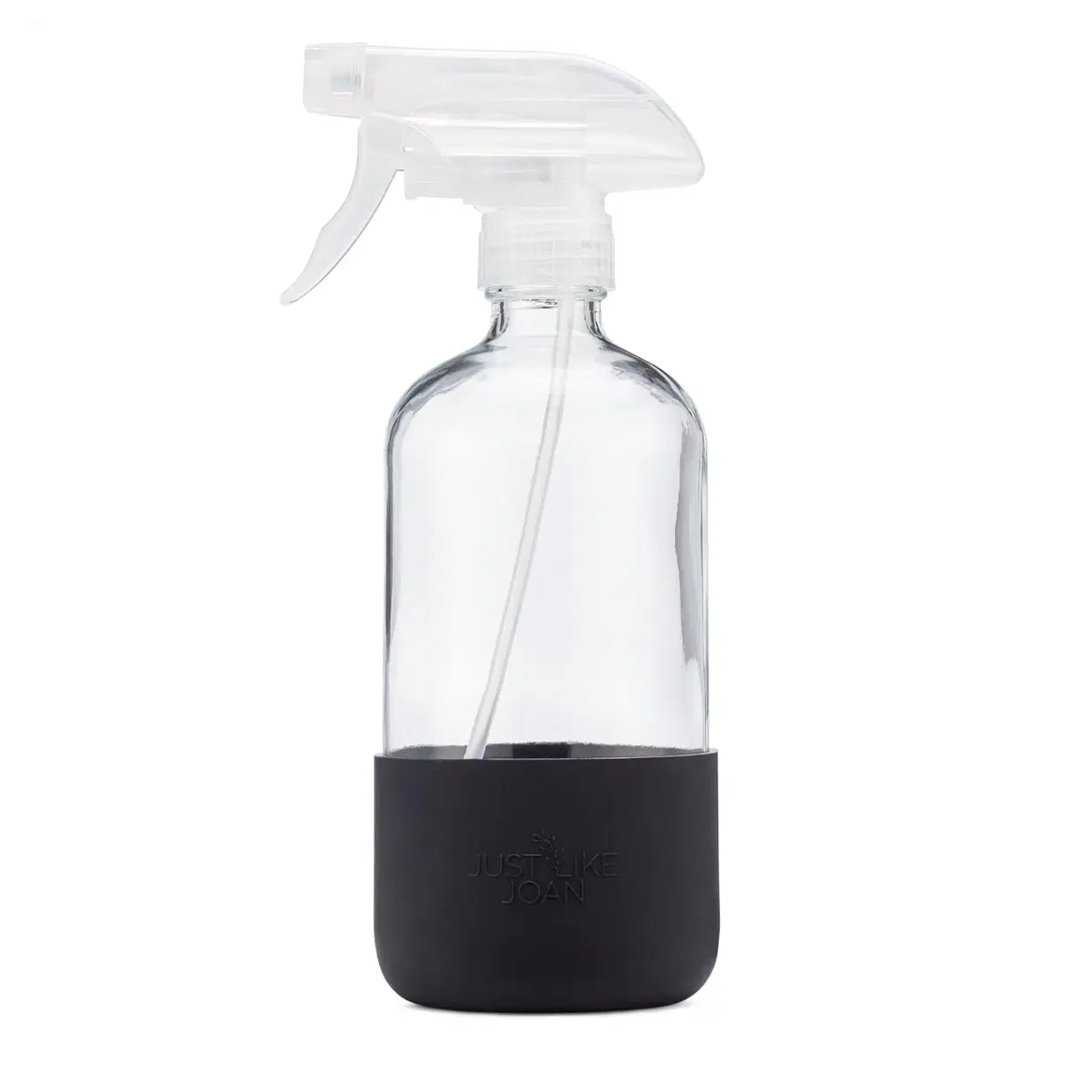 Glass Spray Bottles 16 oz with Silicone Sleeve - Clear Glass Spray Bottles for Cleaning Solutions, Essential Oils, Plants, Vinegar - Refillable - Food Safe (2 Pack - Black & Turquoise)