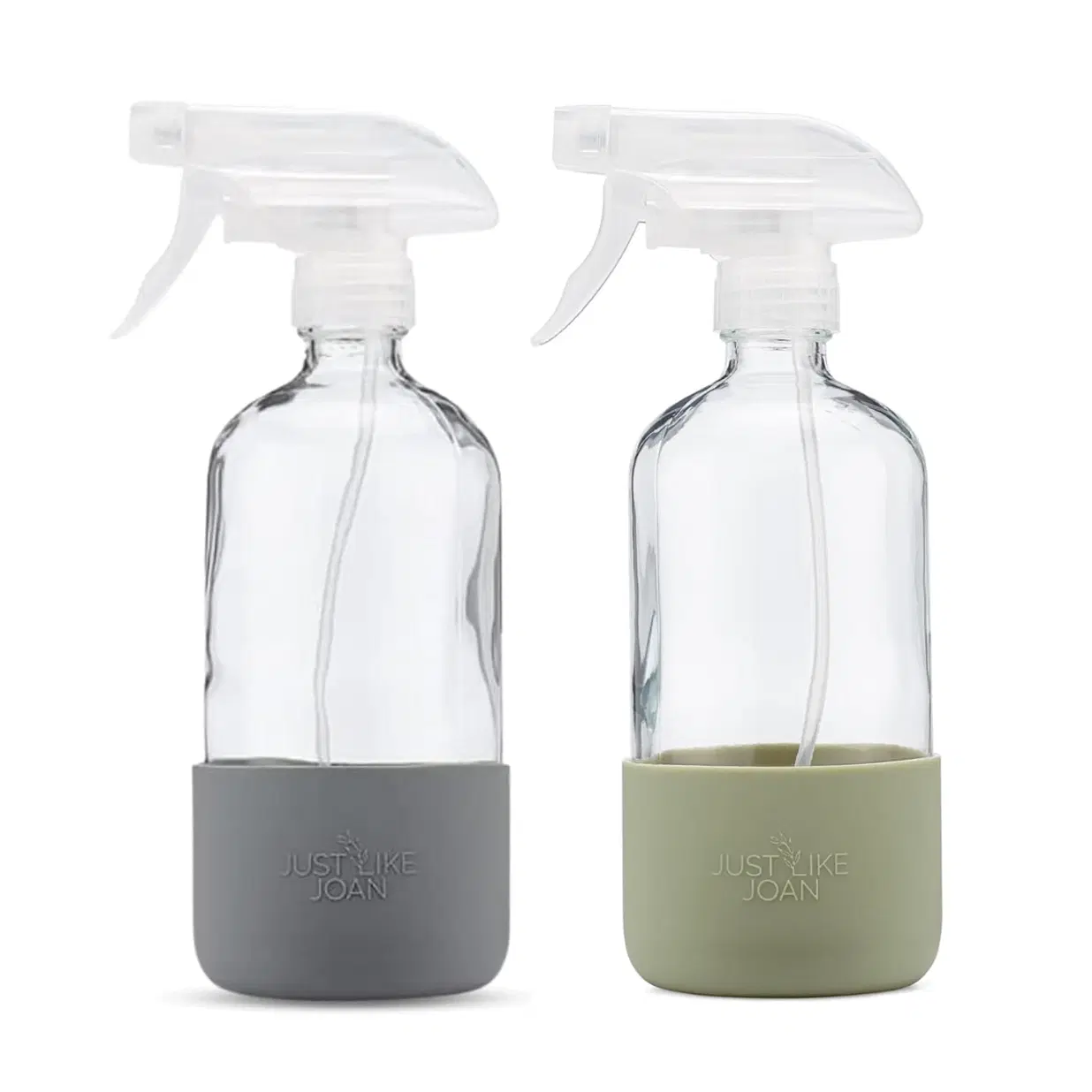 Glass Spray Bottles 16 oz with Silicone Sleeve - Clear Glass Spray Bottles for Cleaning Solutions, Essential Oils, Plants, Vinegar - Refillable - Food Safe (2 Pack - Black & Turquoise)