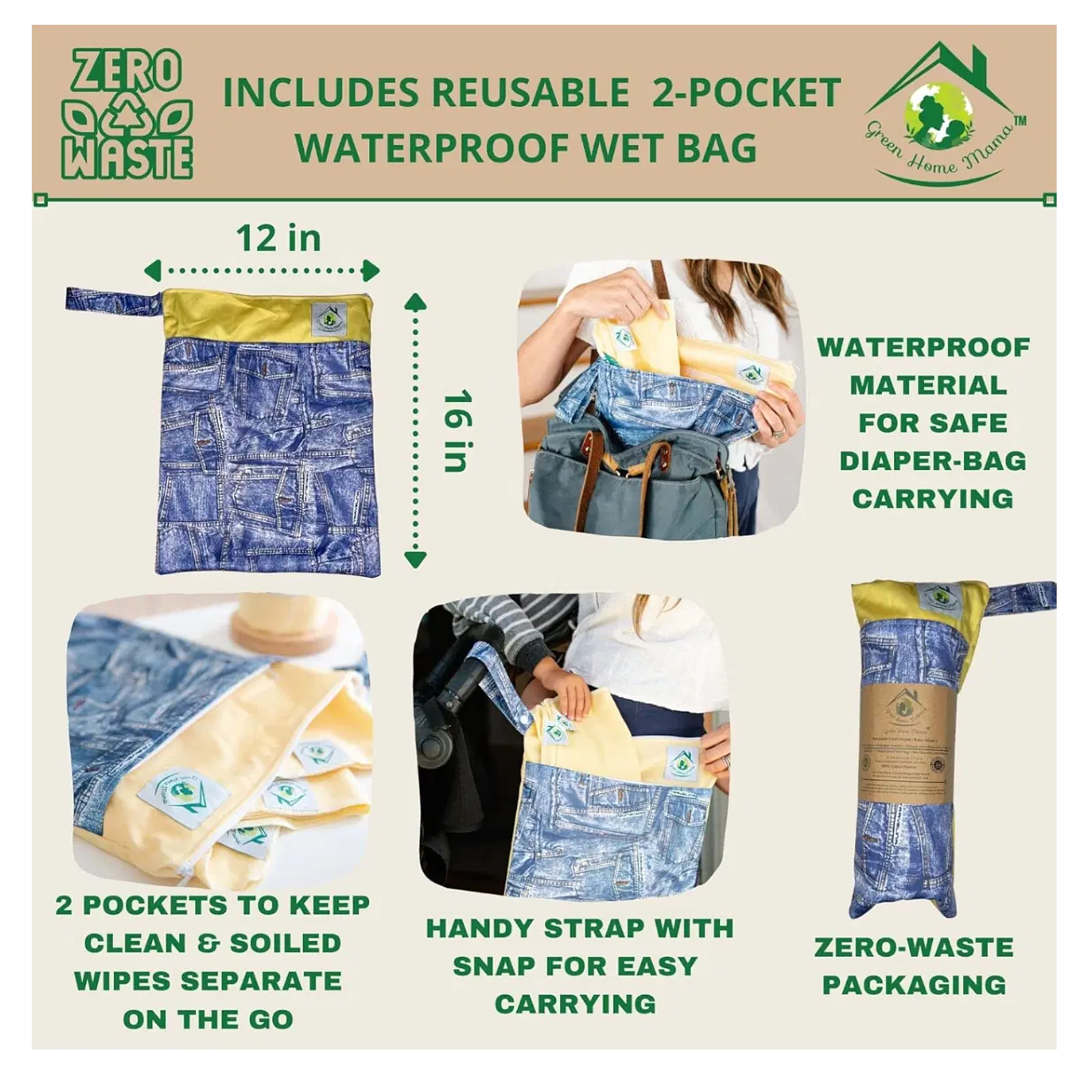 Reusable Paper Towels Washable Roll 29 Pack, 100% Soft Cotton Baby Wipes, Paperless Paper Towel Alternative, Zero Waste Napkins w/Wet Bag & Wash Cloth