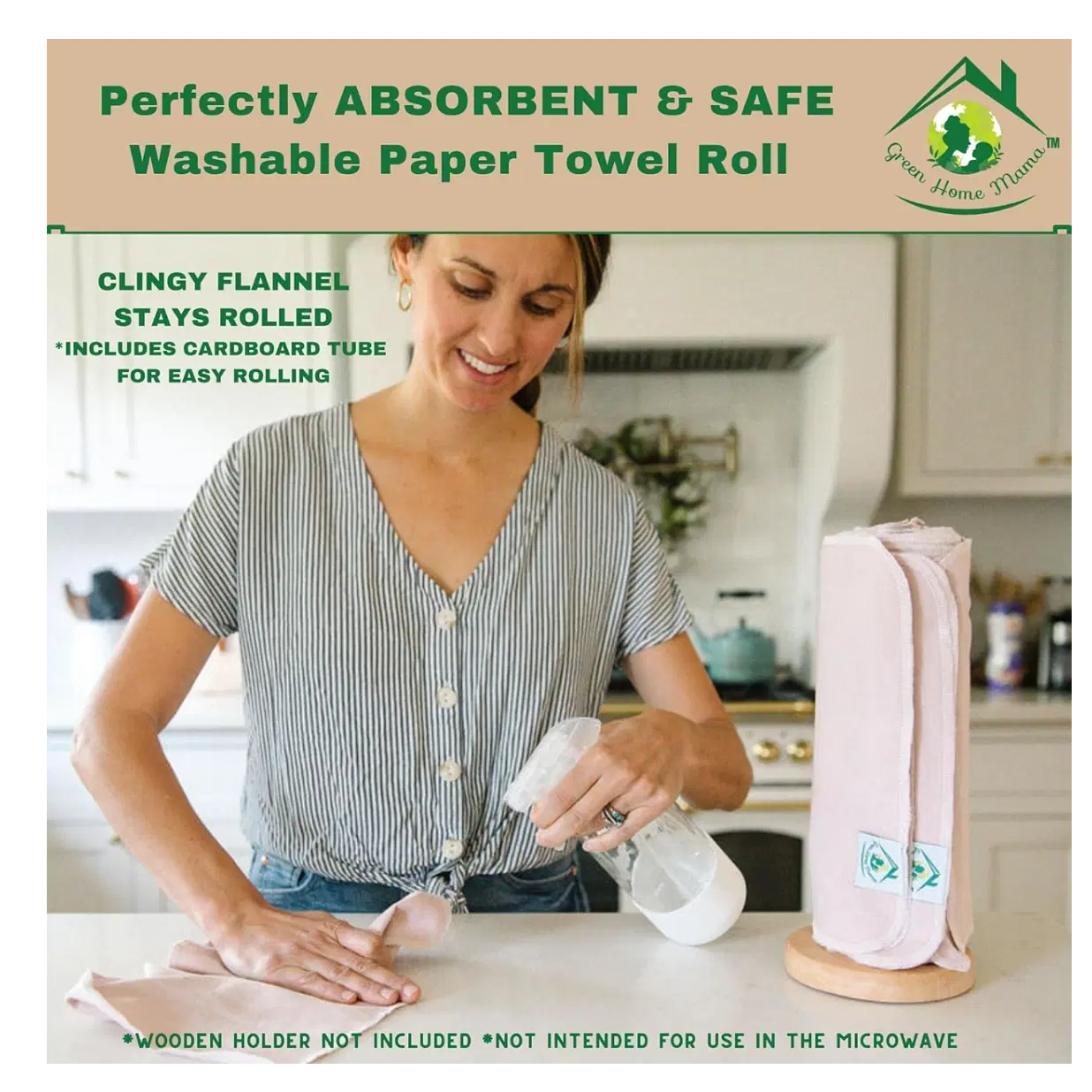 Reusable Paper Towels Washable Roll 29 Pk, 100% Soft Cotton Baby Wipes, Paperless Paper Towel Alternative, Zero Waste Napkins w/Wet Bag & Wash Cloth