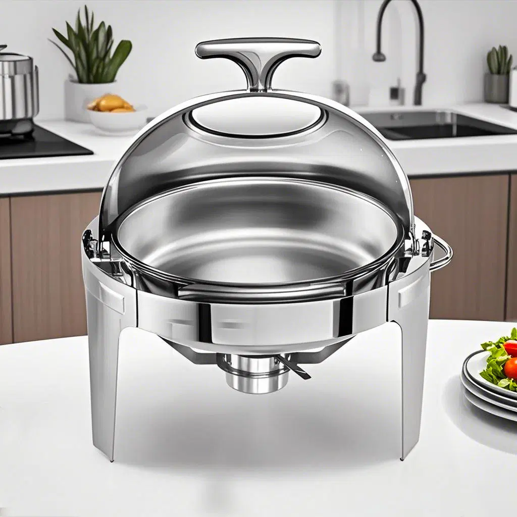 SOGA 4X 6L Stainless Steel Chafing Food Warmer Catering Dish Round Roll Top