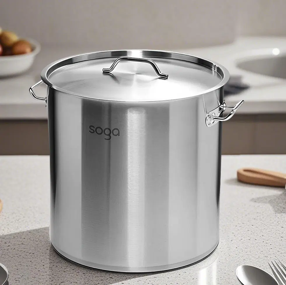 SOGA Stock Pot 50L Top Grade Thick Stainless Steel Stockpot 18/10